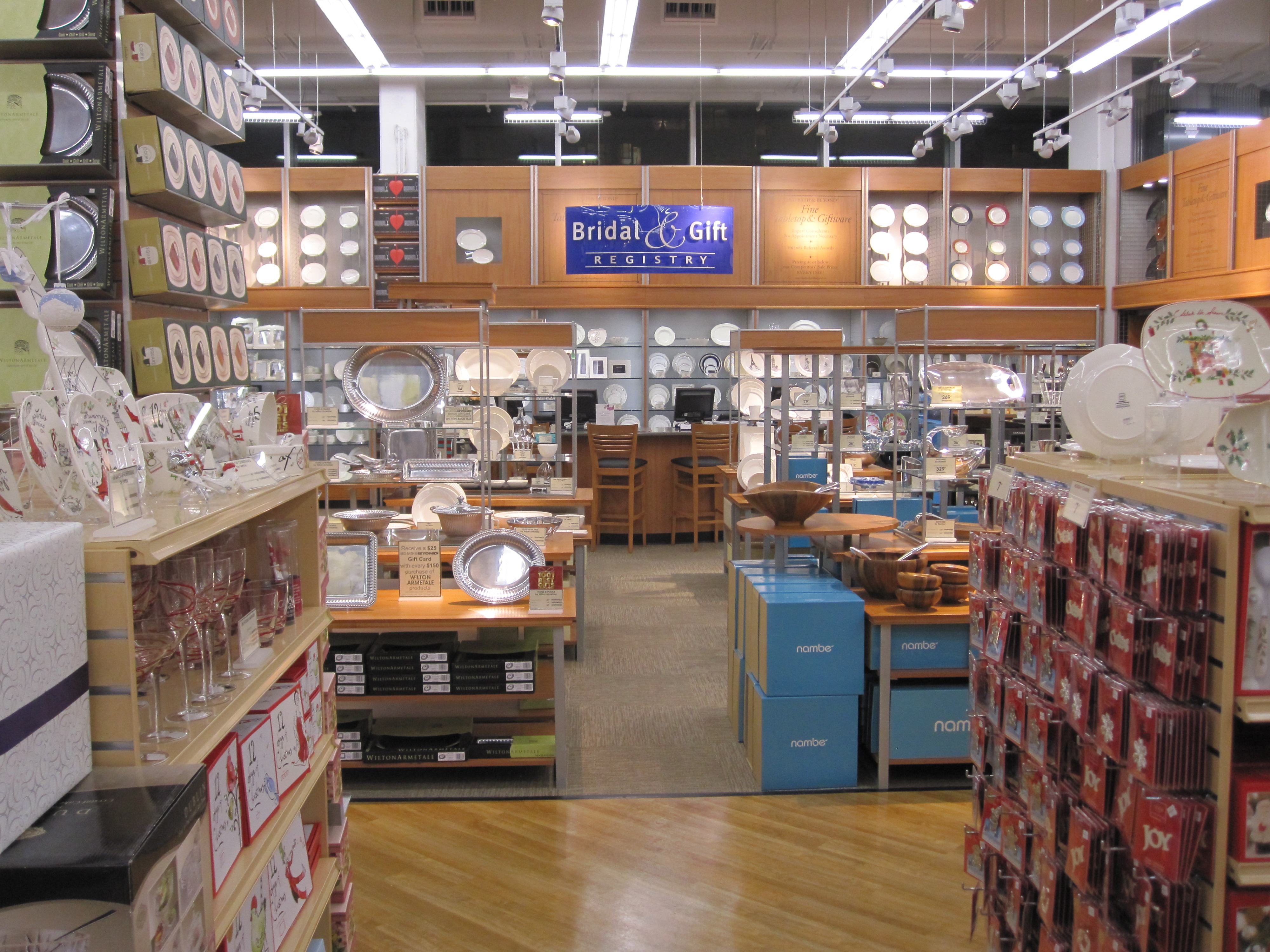 The wedding and gift registry section in the new store.
